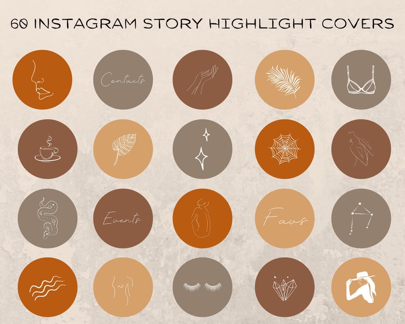 60 Instagram Highlight Covers Instagram Icons Boho - Etsy