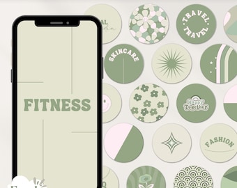 Green Instagram Highlight Covers, Groovy Covers for Instagram, Eco Instagram Icons, Retro Instagram Stories, Text Instagram Story Covers