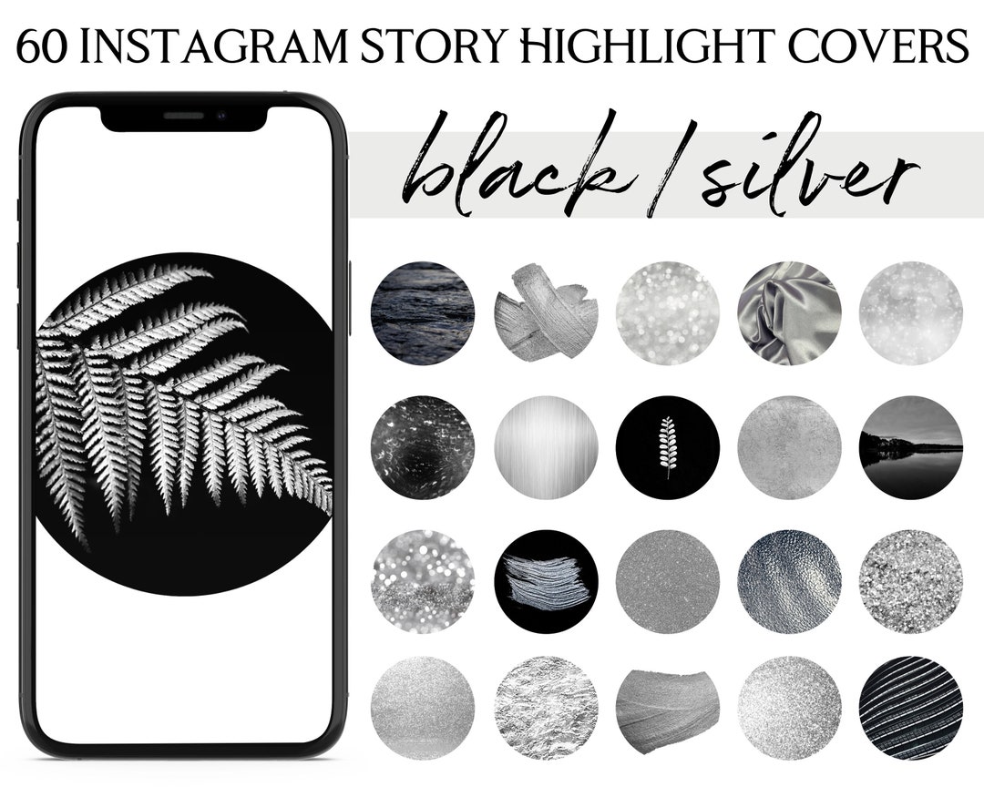 Instagram Story Highlight Icons, Instagram Stories, Black and Silver ...