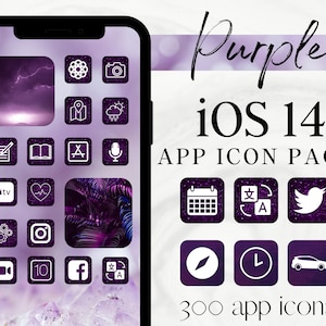 Icônes esthétiques violettes, icônes d’application iPhone iOS 14, couvertures d’application Glitter, ensemble d’icônes d’application, couvertures d’application iPhone de mise à jour, icônes d’application d’écran d’accueil