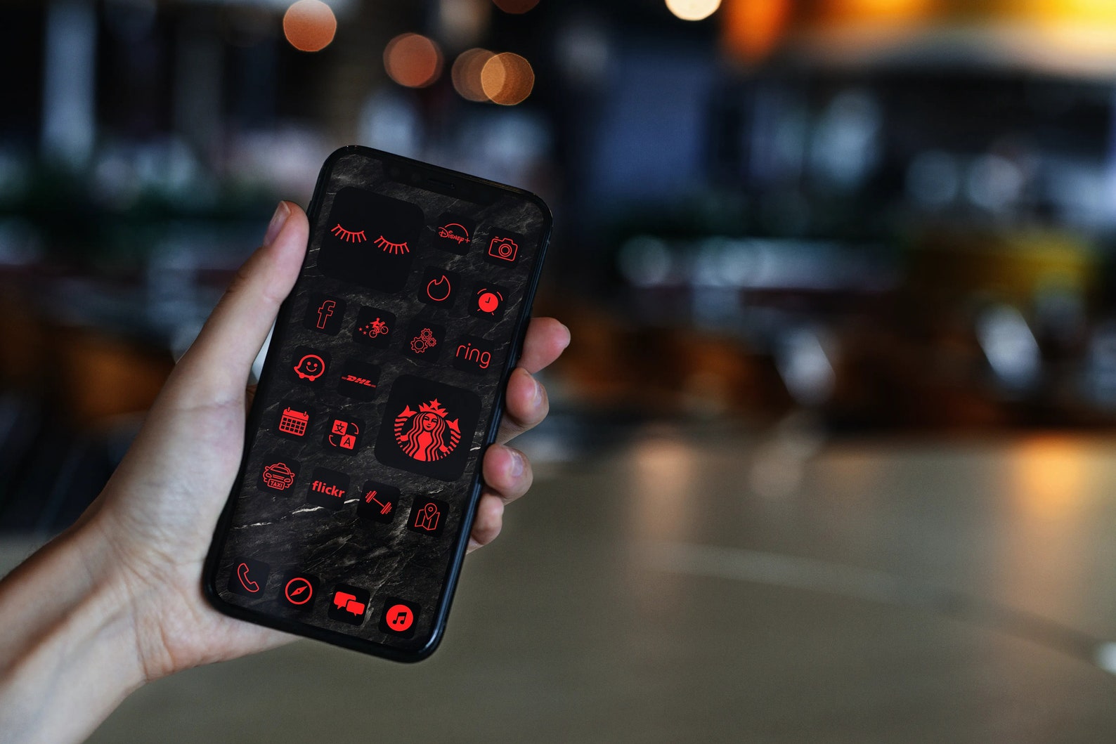 Black and red app icons ios information
