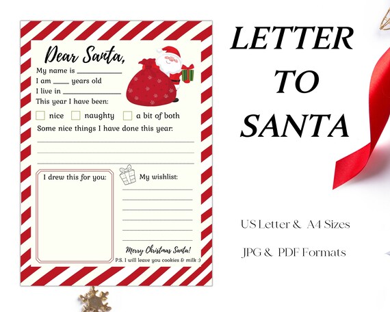 Letter to Santa, Kids Letter to Santa, Printable Letter to Santa
