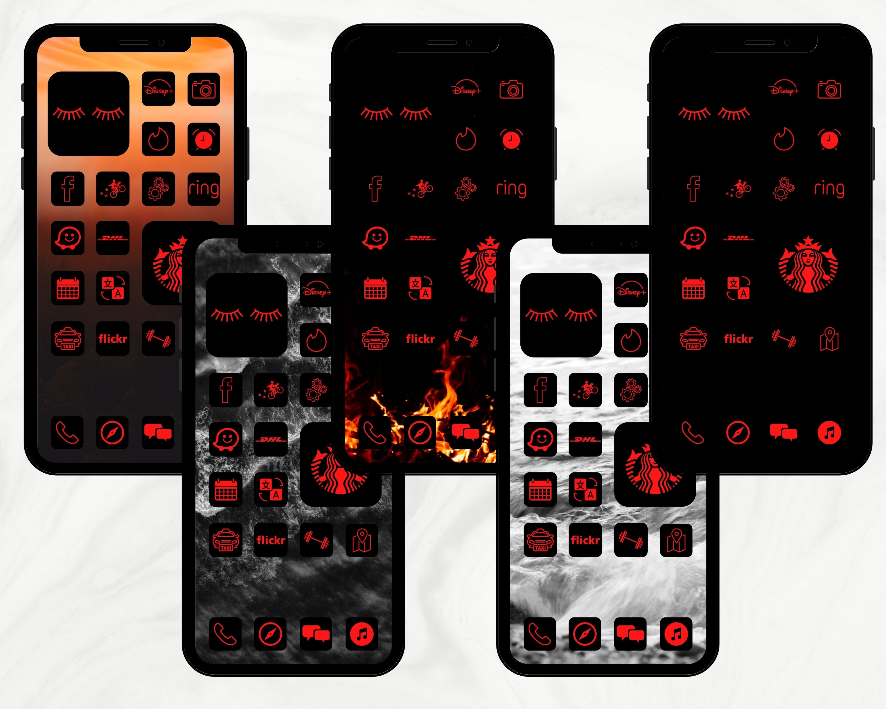 Red and Black App Icons IPhone IOS 14 Theme iOS 14 App Icons Etsy