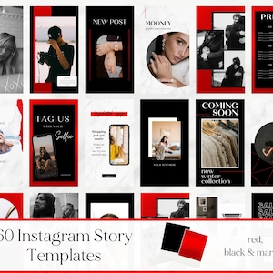 Instagram Story Templates, Red Canva Templates, Instagram Stories Templates for Canva, Black and Red Insta Templates, Quotes for instagram