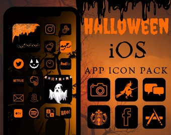 Halloween App Icons, iOS App Icons, Halloween iPhone Theme, Herbst App Icons, Orange App Cover Bundle, Halloween Ästhetischer iPhone Home Screen