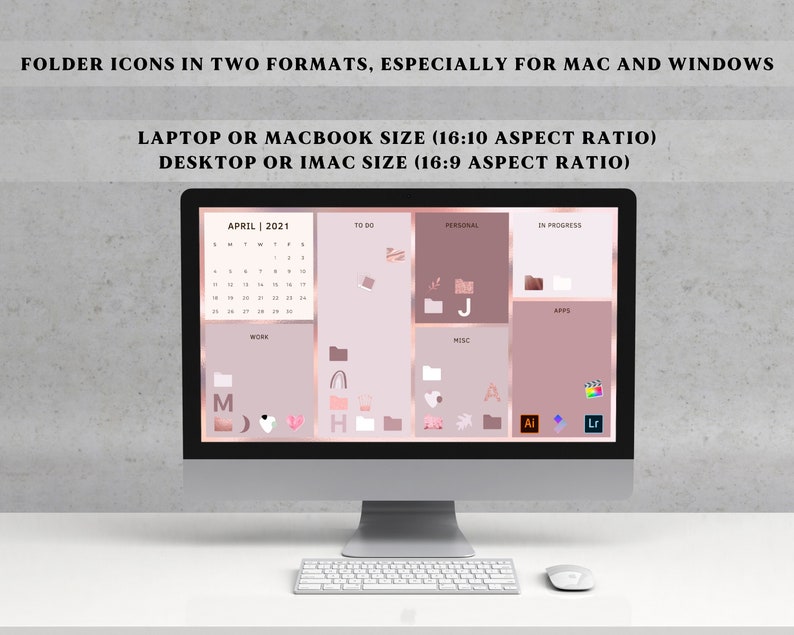 Rose Gold Desktop Wallpaper Organizer Computer Organizer Etsy