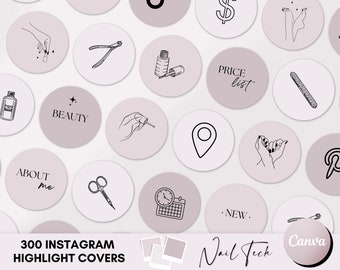 Nail Tech Instagram Story Highlight Covers, Nail Artist Icons for Instagram, Nail Instagram Template, Beauty Salon Highlights for Instagram