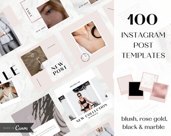 Instagram Templates Canva, Rose Gold Templates, Instagram Feed Template, Instagram Post Templates for Canva, Social Media Templates, Quotes