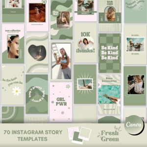 Green Instagram Story Templates, Instagram Stories, Eco Instagram Templates Canva, Influencer Insta Stories, Blogger Social Media Templates