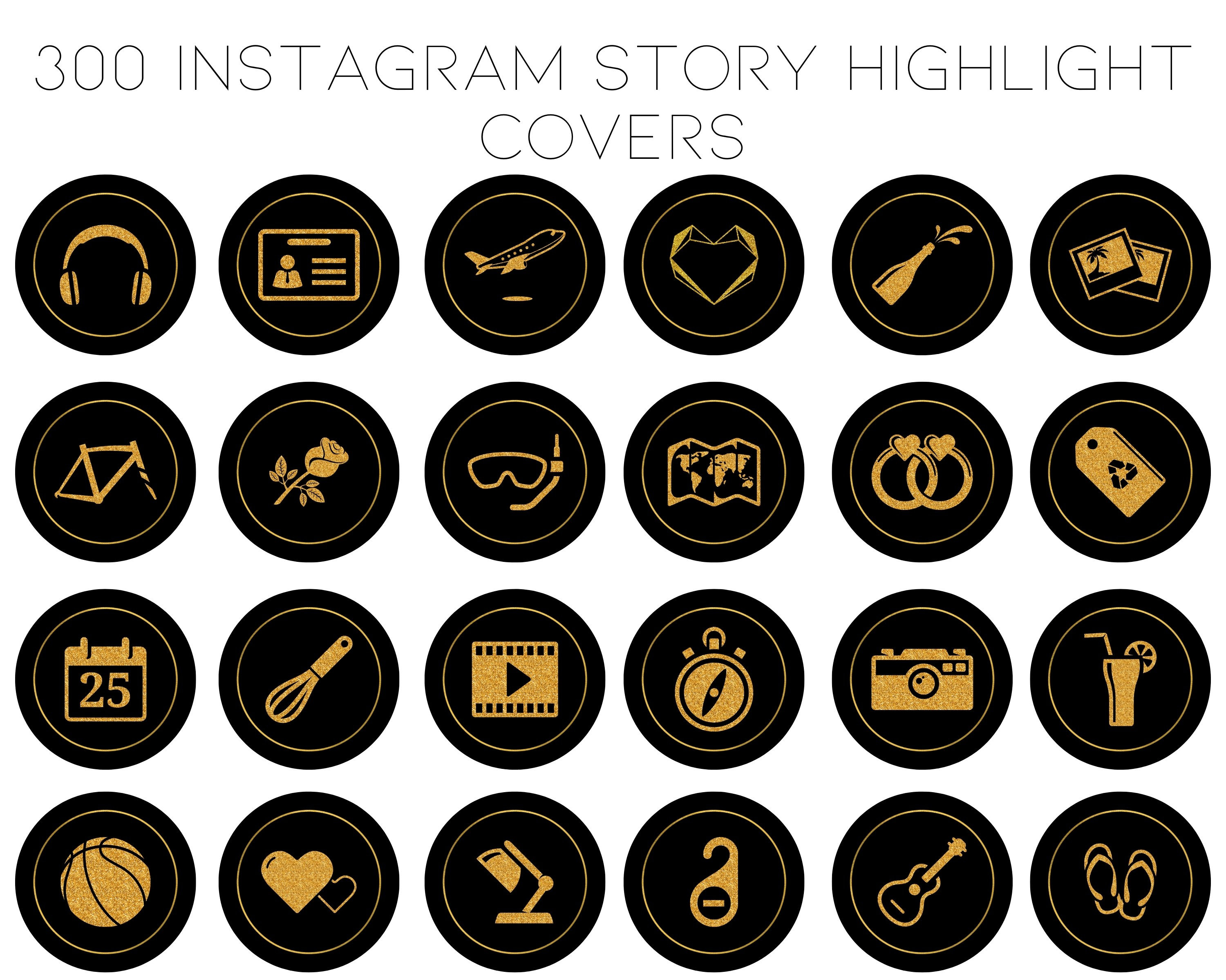 300 Instagram Highlight Icons Glitter Instagram icons Gold Etsy