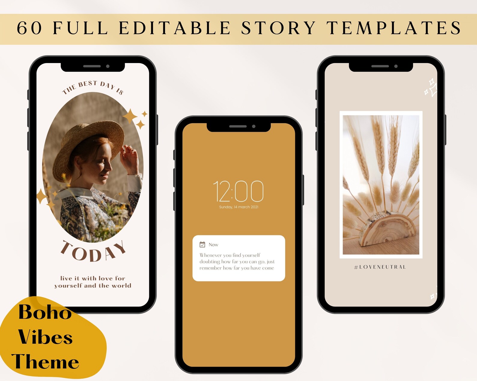 Editable Instagram Templates, Boho Instagram Post Templates for Canva ...
