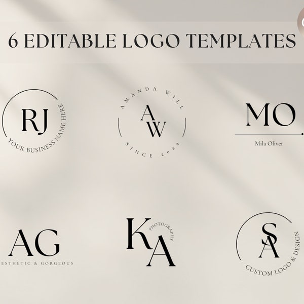 Editable Logo Design, Simple Logo, Text Logo, Modern Logo, Logo Templates Canva, Minimalist Logo Design, Circle Logo Design, Elegant Logo