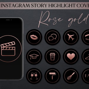 Instagram Highlight Icons, Rose Gold Instagram Covers, Instagram Stories, Moody minimalist instagram, Black Insta covers, Social media icons