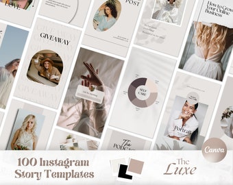 Neutral Instagram Story Templates, Coach Instagram Stories, Minimalist Templates for Canva, Beige White Insta Stories, Wellness Social Media
