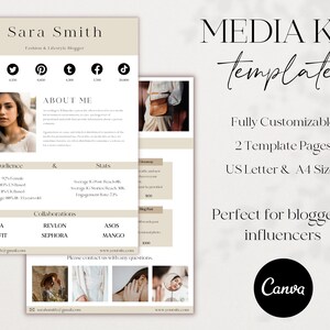 2 Page Media Kit Template Canva, Influencer Rate Sheet, Blogger Media Kit, Instagram Press Kit, Influencer Media Kit, Blog Media Kit, Tiktok