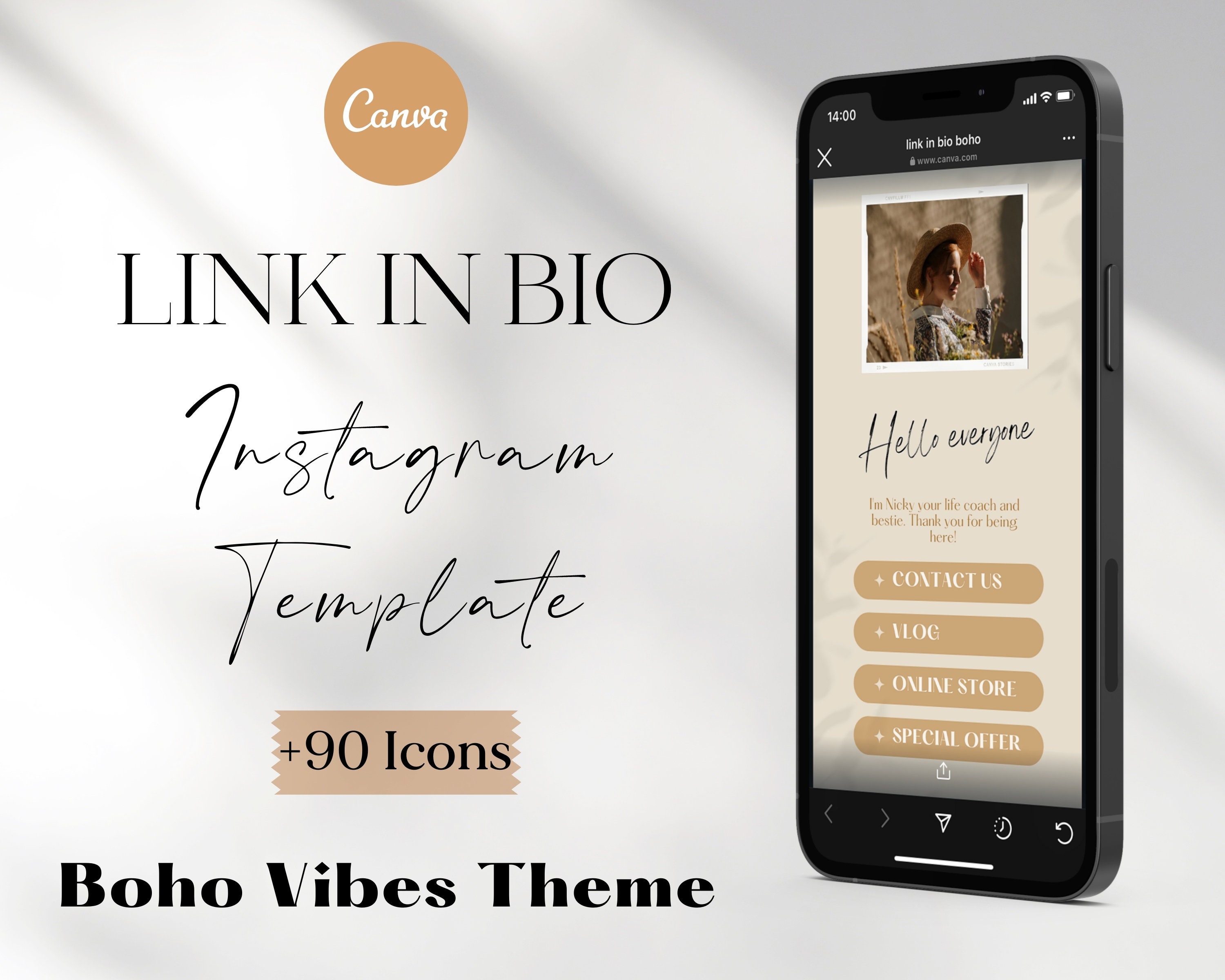 Link in Bio Template, Instagram Landing Page, Boho Instagram, Instagram ...