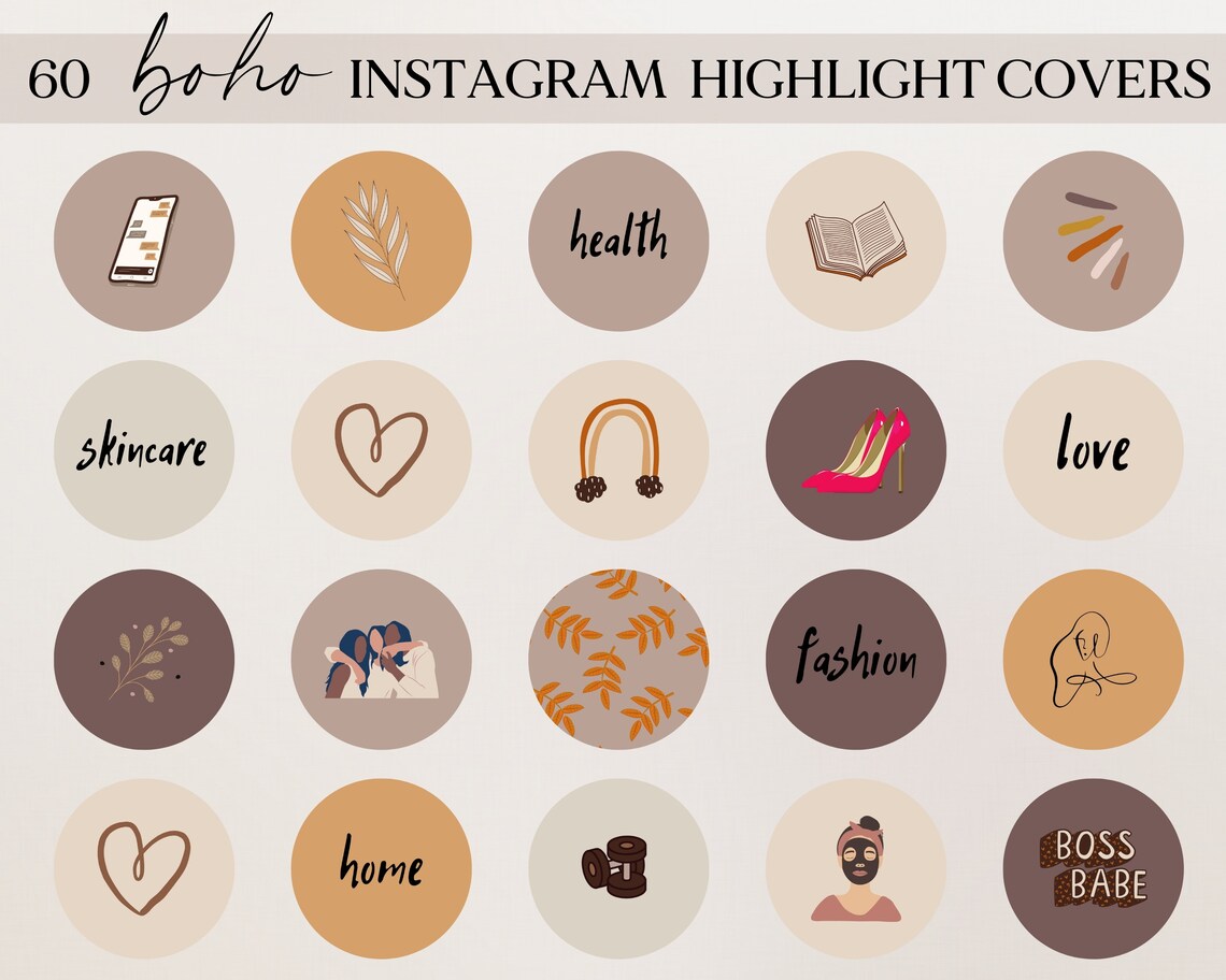 60 Instagram Highlight Covers Instagram icons Boho | Etsy