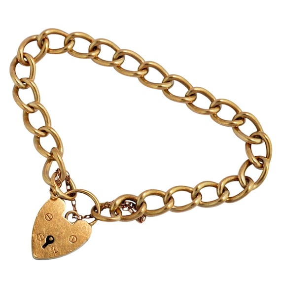 Vintage 9ct Gold Heart Padlock Bracelet - image 9