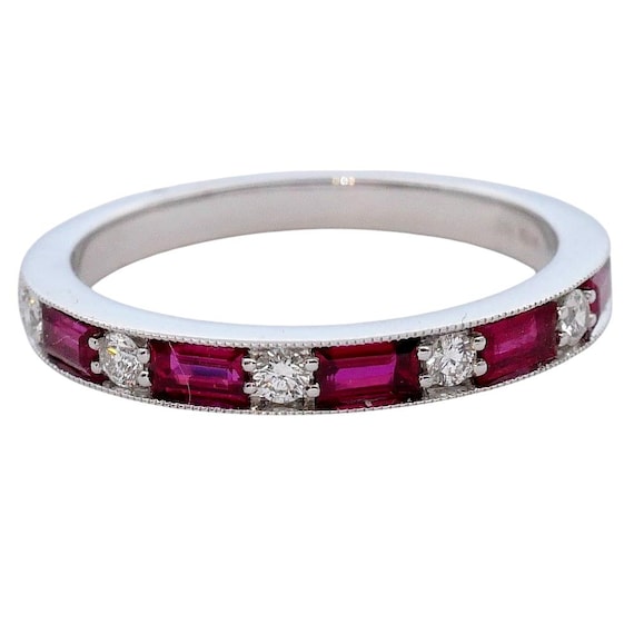 Ruby and Diamond Half Eternity Ring - image 1
