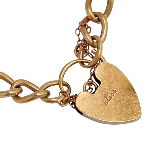 Vintage 9ct Gold Heart Padlock Bracelet - image 7