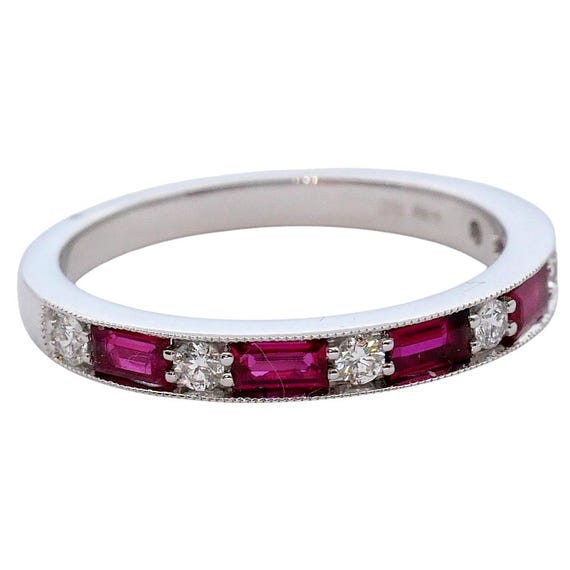 Ruby and Diamond Half Eternity Ring - image 6