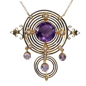 Antique French Amethyst Pearl Pendant