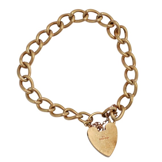 Vintage 9ct Gold Heart Padlock Bracelet - image 4