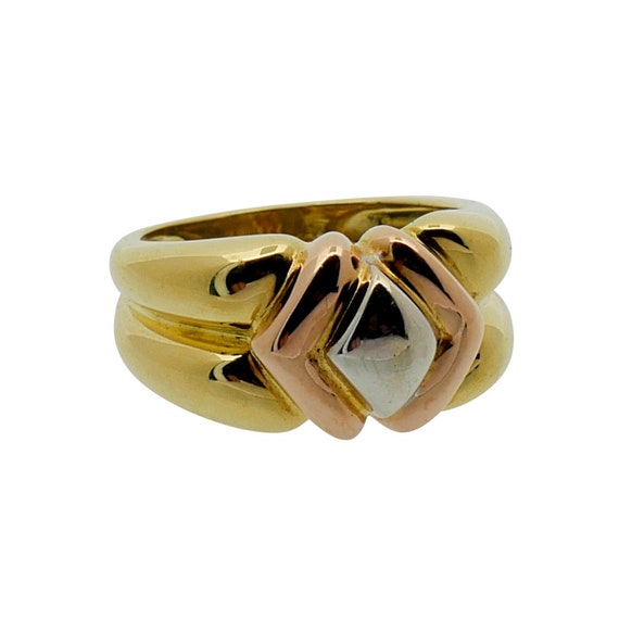 Vintage 3 Colour 18ct Gold Band Ring - image 3