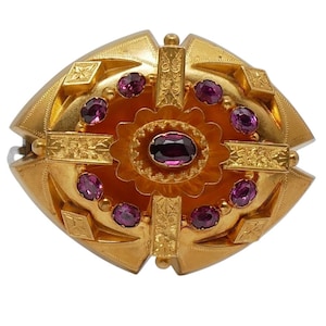 Antique Victorian Garnet Gold Brooch