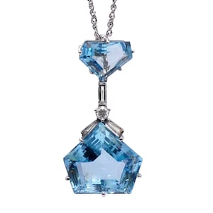 Vintage Aquamarine and Diamond Pendant