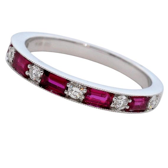 Ruby and Diamond Half Eternity Ring - image 4