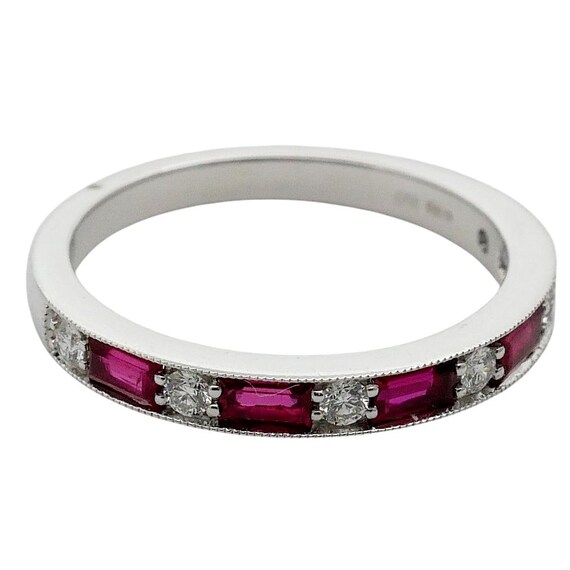 Ruby and Diamond Half Eternity Ring - image 8