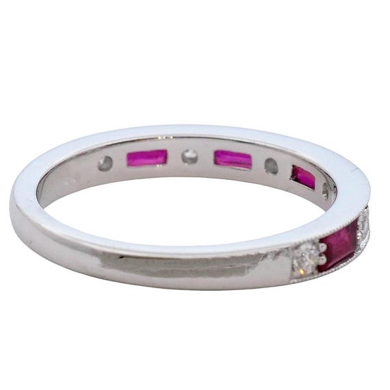 Ruby and Diamond Half Eternity Ring - image 5