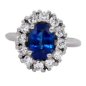 Sapphire Diamond Platinum Engagement Ring