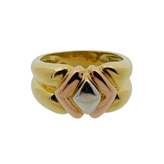 Vintage 3 Colour 18ct Gold Band Ring - image 1