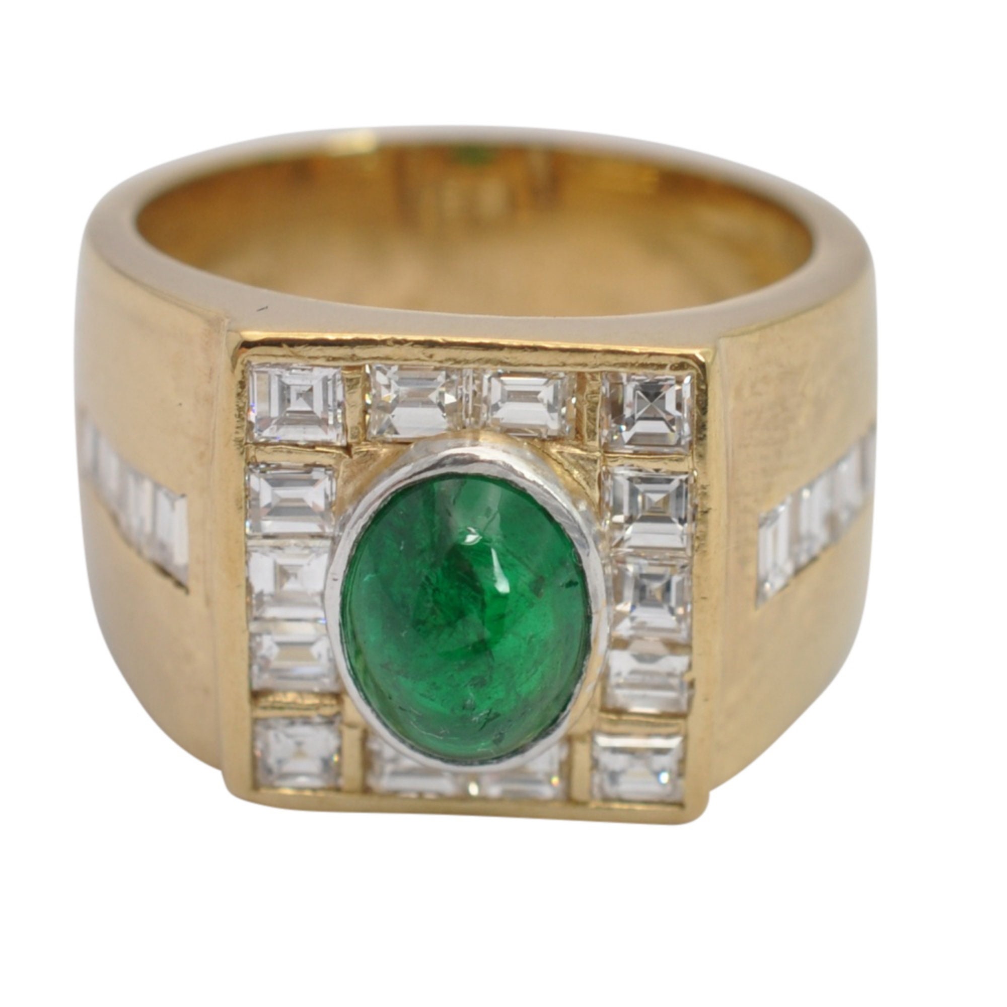 Cabochon Emerald Diamond Gold Ring - Etsy UK