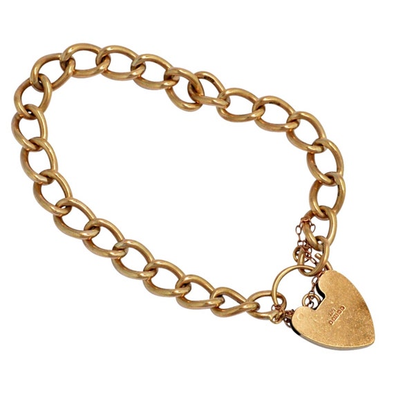 Vintage 9ct Gold Heart Padlock Bracelet - image 6