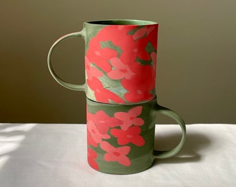 Jungle Flame Flower Big Mug | Coffee Mug | Handmade Ceramic Cup