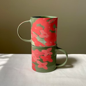 Jungle Flame Flower Big Mug | Coffee Mug | Handmade Ceramic Cup