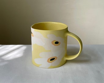Poppy Anemone Coffee Mug in Yellow | Handmade Ceramic Cup | Porcelain Tableware