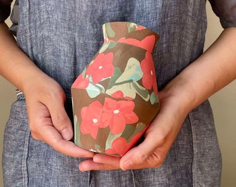 Red Periwinkle Nerikomi Porcelain Big Vase | Ikebana Vase | Ceramic Vase