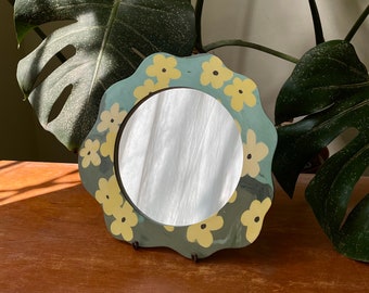 Wildflower Nerikomi Mirror | Wall Décor | Ceramic mirror | Handmade Pottery | Floral mirrors