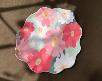 Elegant Zinnia Series Nerikomi Platter | Colored Porcelain Plate | Handmade Ceramics | Art Home Decor