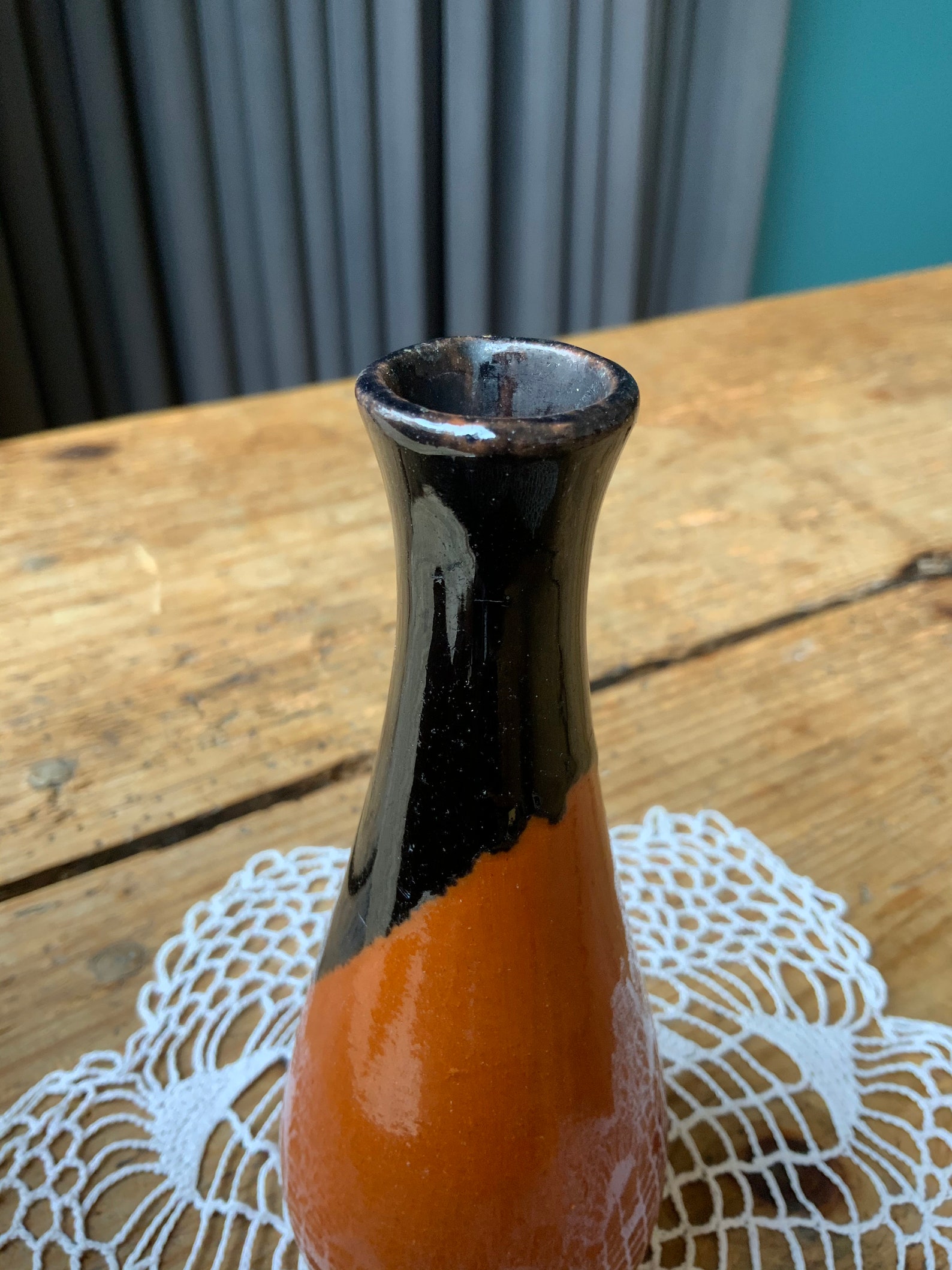 Small blackbrown vase with thin neck Etsy