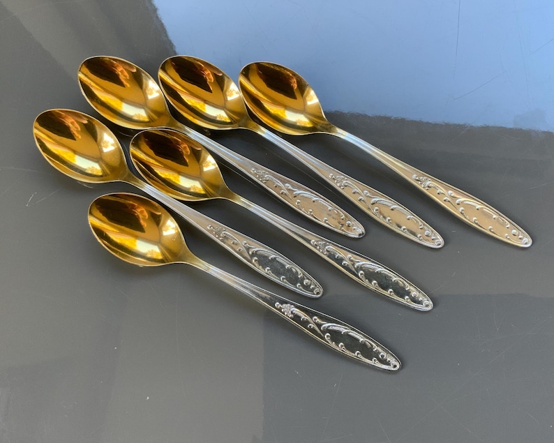 Unused, 6 Gold Plated USSR Estonia Tallinn Gilded Teacoffee or Dessert