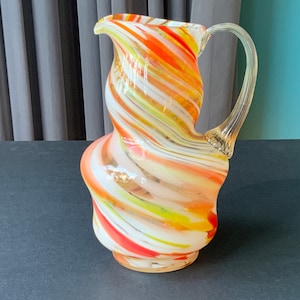 COLOR GLASS Jug, PITCHER Vintag, Multi Color Glass Pitcher 1.6L, Vintage Home Decoration, Ussr (#222)