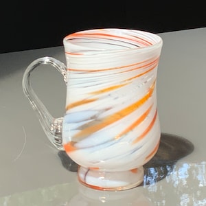 Vintage Multicolor Glass Mug with Handle - USSR 1980s