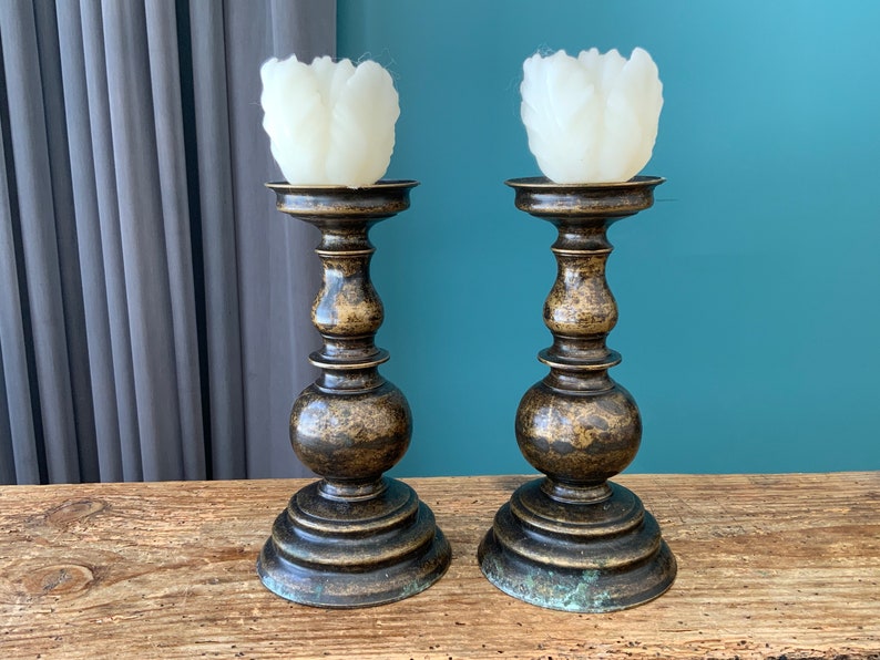 Vintage Brass Bronze Candle Holder for Two Candles Painted Etsy