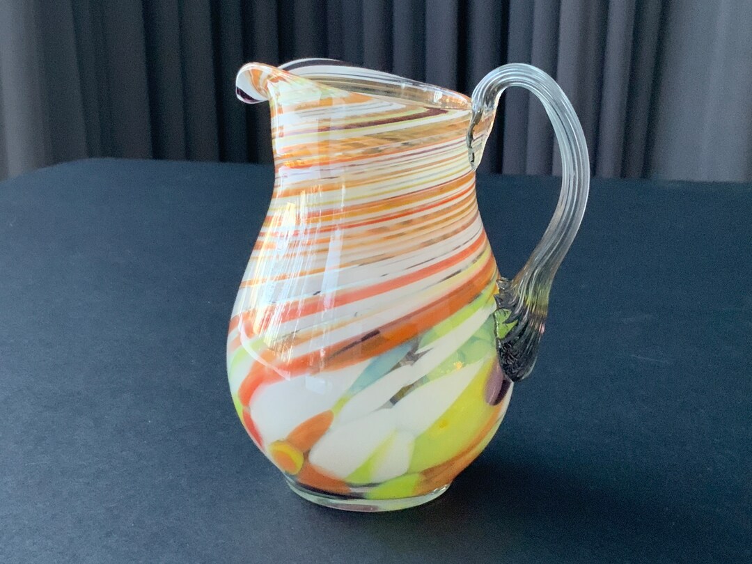 Color Pitcher Vintage Swirl Glass Pitcher: Multi Color Carafe, USSR Home Decor - Etsy