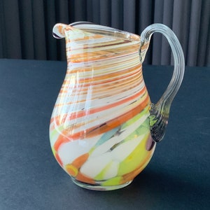 COLOR GLASS PITCHER Vintag, Multi Color Glass Pitcher 0.3L, Vintage Home Decoration, Ussr (#87)